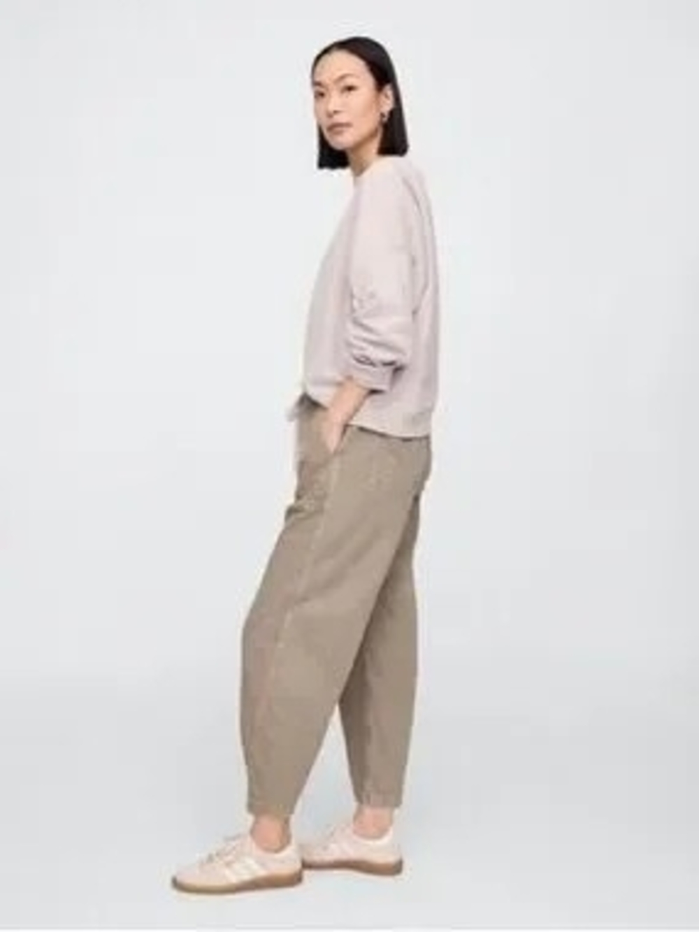 GAP Mid Rise SuperSoft Pull-On Barrel Jeans in Light Olive Sz M - Picture 12 of 15